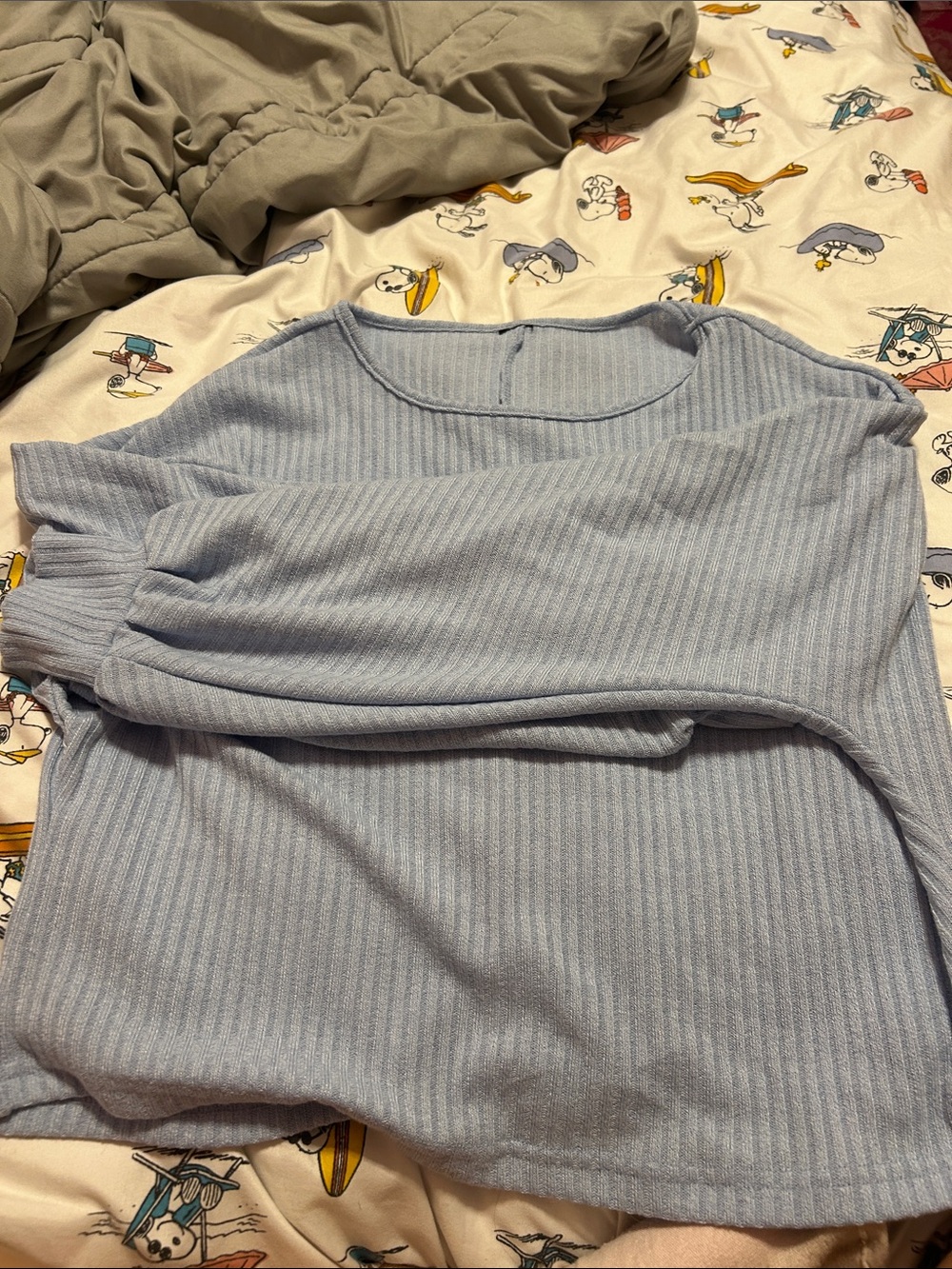 Kids Ribbed Long-Sleeve Top - Light Blue